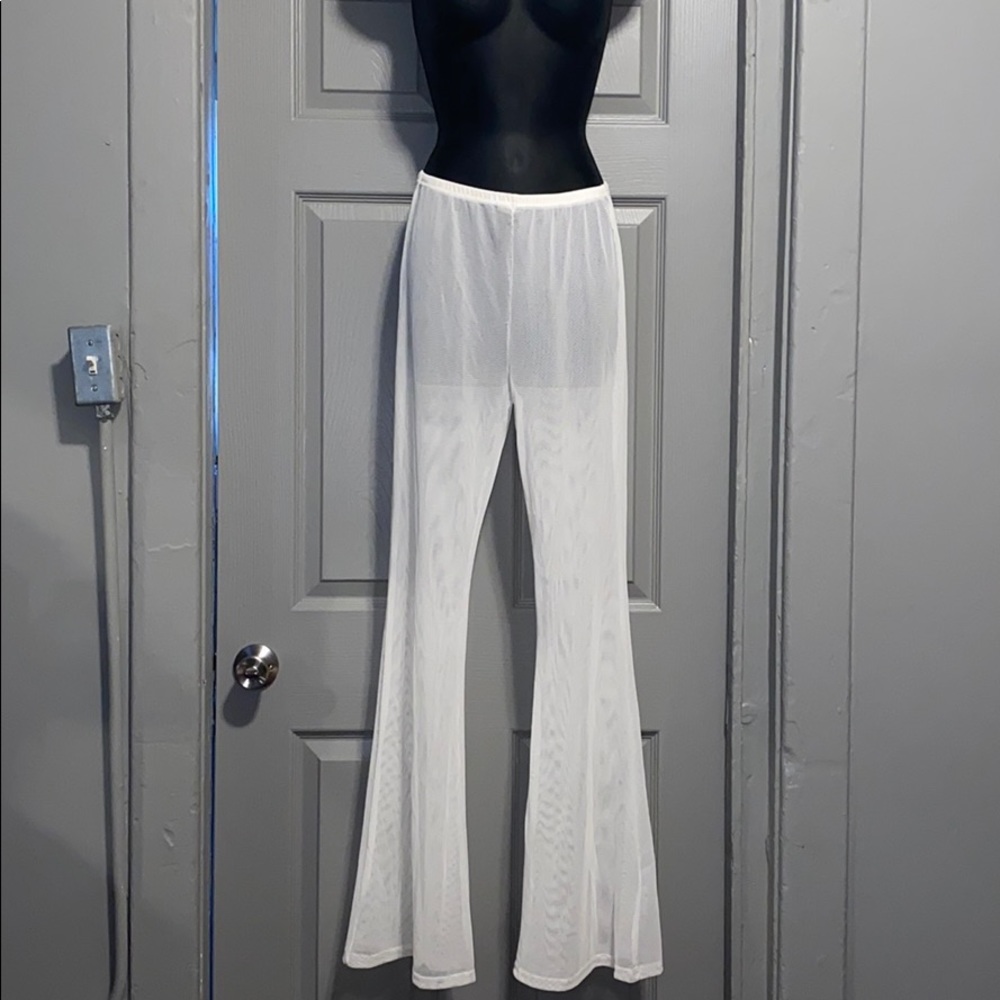 White sheer beach pants